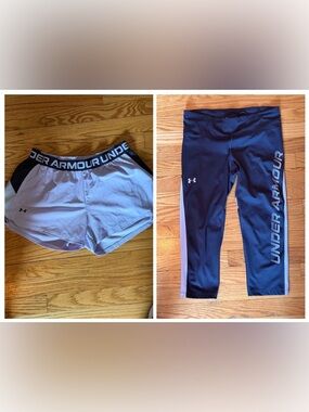 Under Armour Women’s Purple Athletic Shorts and Crops bundle! 2pc sz L